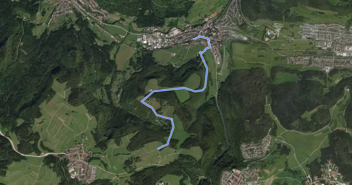 Маршрут rote Raute Bhf Lautingen - Tierberg на спутниковом снимке