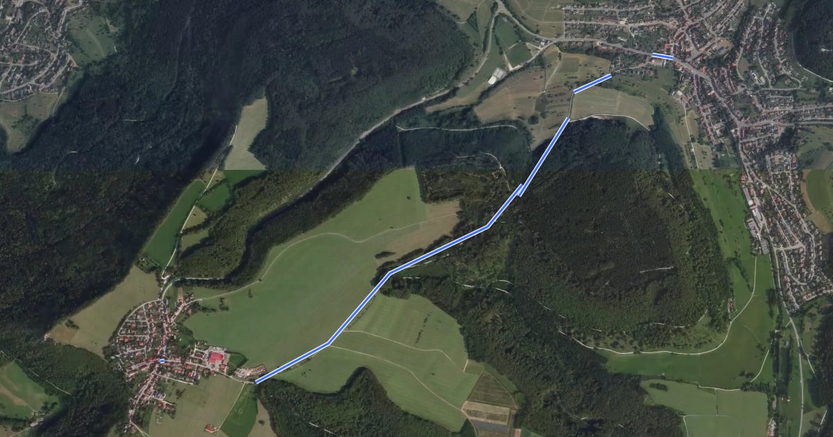 Маршрут rote Raute Burgfelden - Pfeffingen на спутниковом снимке