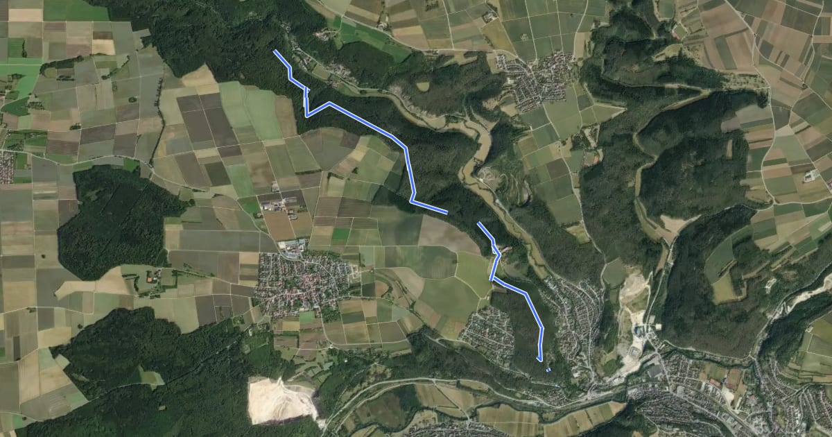 Маршрут rote Raute Herrlingen - Lauterhalde Nord на спутниковом снимке