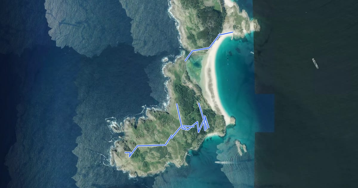 Маршрут Roteiro Illas Cíes 1: O Monte Faro на спутниковом снимке