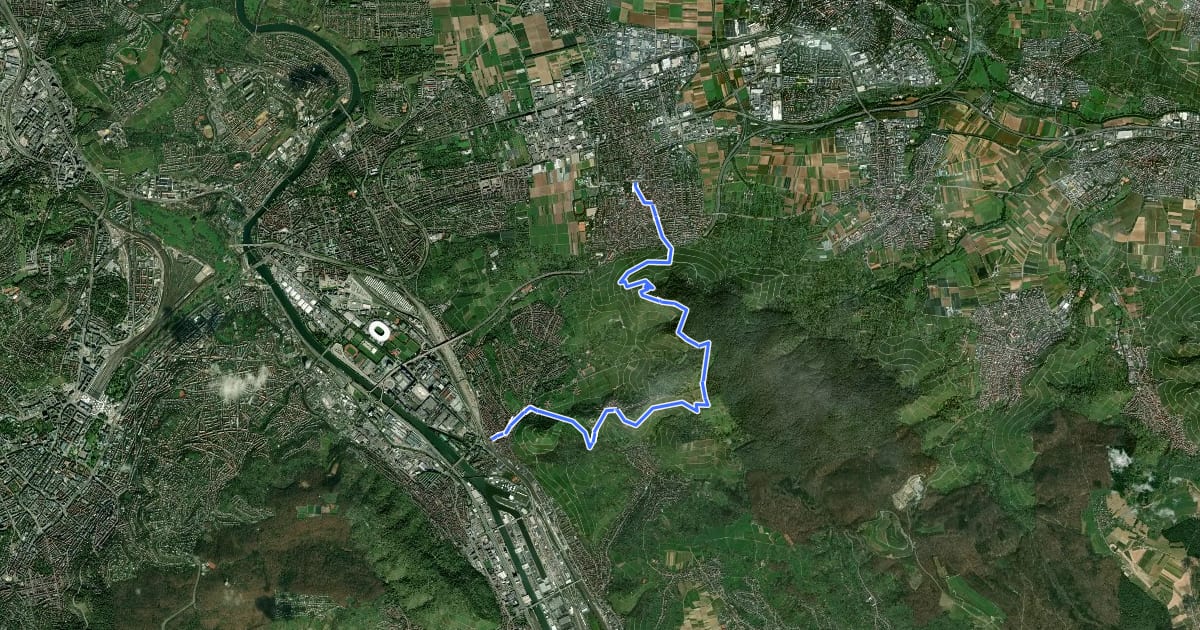 Маршрут Rotenbergweg Fellbach на спутниковом снимке