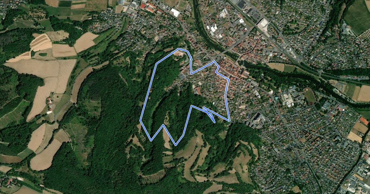 Маршрут Rotenburg Wanderweg R1 на спутниковом снимке