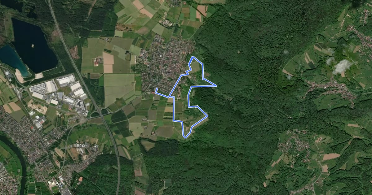 Маршрут Roter Hase, Rundwanderweg Hörstein на спутниковом снимке