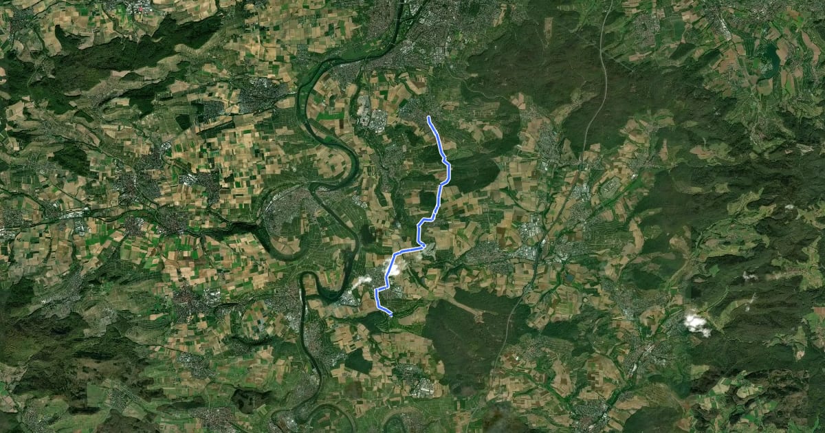 Маршрут roter Punkt Liebenstein - Neckarwestheim - Schozach - Flein на спутниковом снимке