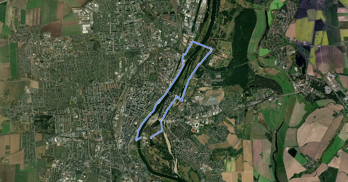 Маршрут Roter Punkt Magdeburg на спутниковом снимке