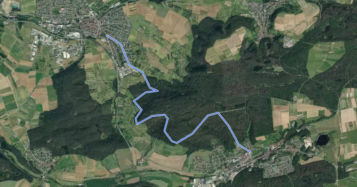 Маршрут roter Punkt Maulbronn - Knittlingen на спутниковом снимке