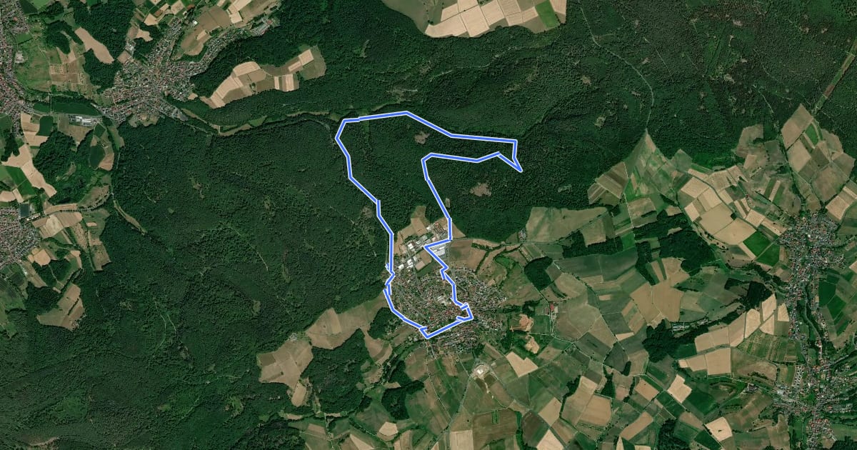 Маршрут Roter Schmetterling, Rundwanderweg Geiselbach на спутниковом снимке