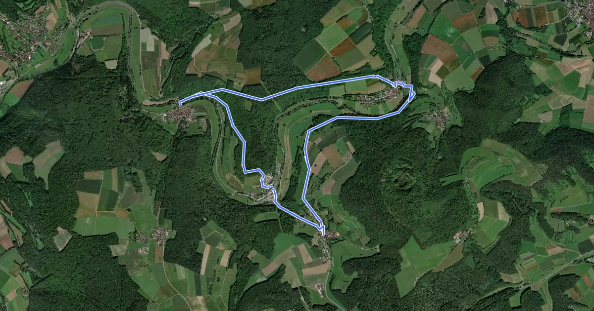 Маршрут Roter Schmetterling Rundwanderweg Michelau на спутниковом снимке
