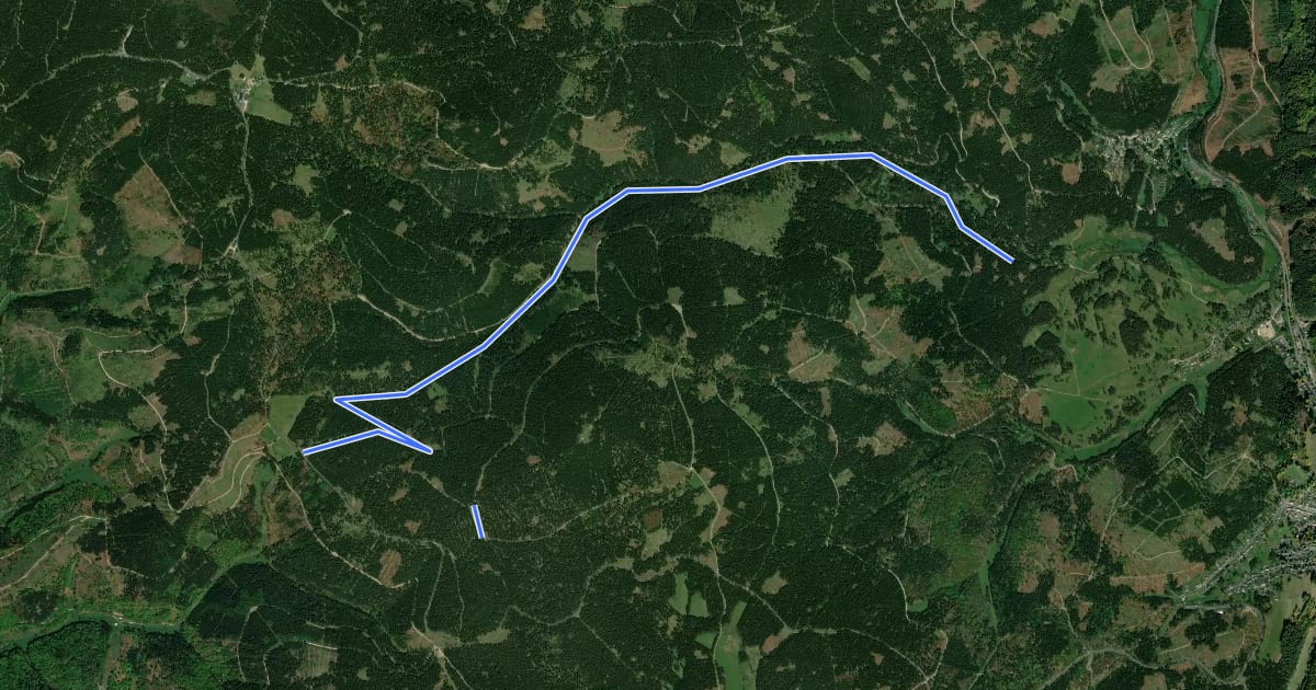 Маршрут Roter Strich, Thüringer Wald на спутниковом снимке