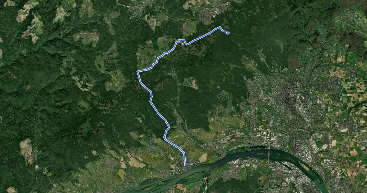 Маршрут Rotes Dreieck Eltville nach Eiserne Hand на спутниковом снимке