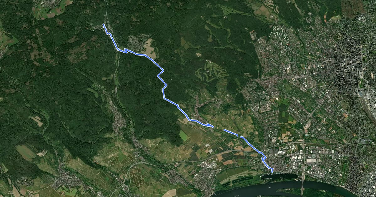 Маршрут Rotes Dreieck WI Schierstein nach Schlangenbad на спутниковом снимке
