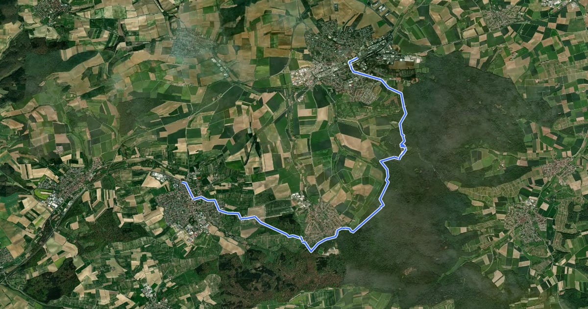 Маршрут Rotes Kreuz, Eppingen - Sulzfeld на спутниковом снимке