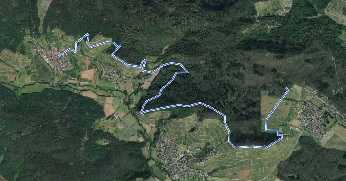 Маршрут Rotes Kreuz, Freudental - Ochsenbach на спутниковом снимке