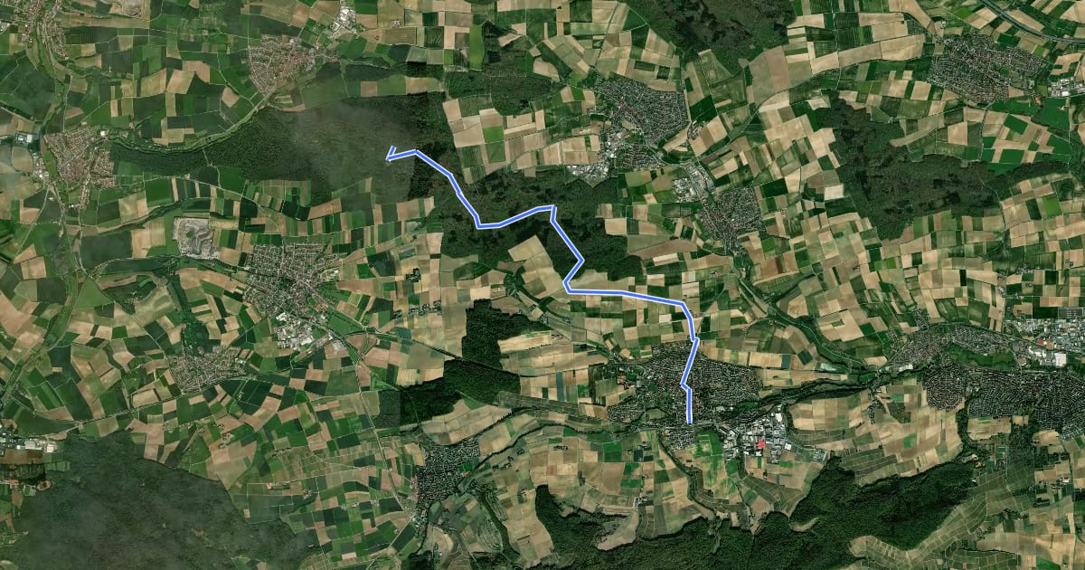 Маршрут Rotes Kreuz, Schwaigern - Berwangen на спутниковом снимке