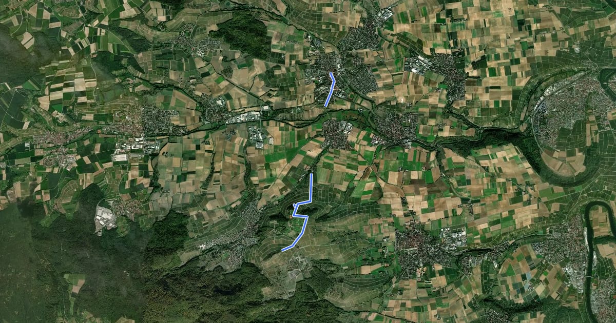 Маршрут Rotes Kreuz, Wanderwegfragment Michaelsberg - Brackenheim на спутниковом снимке