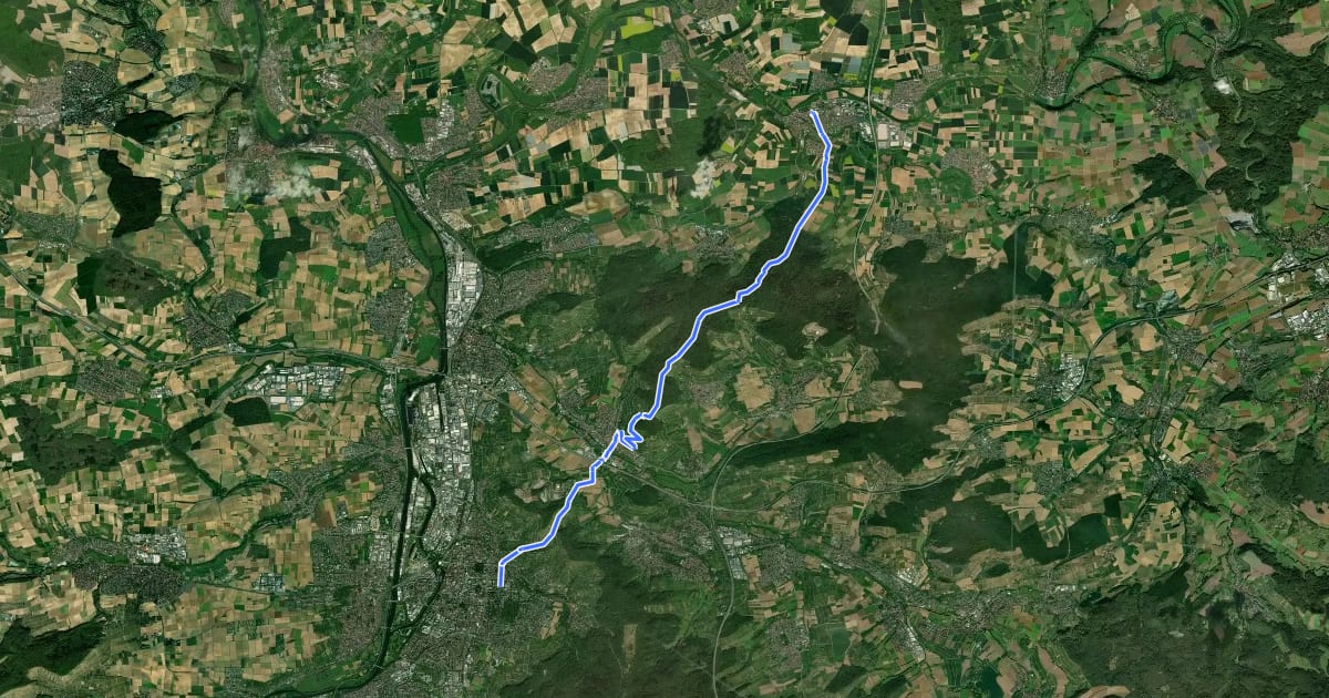 Маршрут rotes Plus Heilbronn - Neuenstadt на спутниковом снимке
