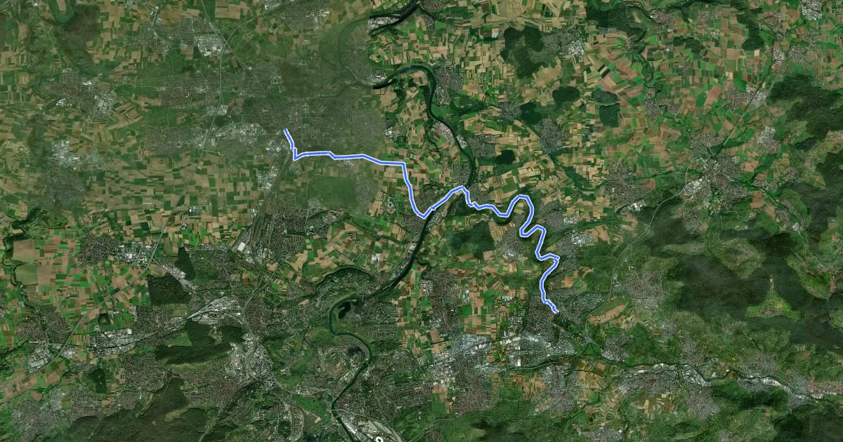 Маршрут rotes Plus Ludwigsburg - Remseck - Waiblingen на спутниковом снимке