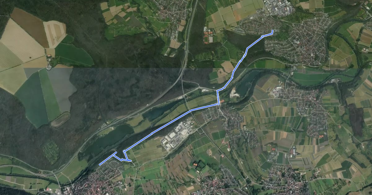 Маршрут rotes Plus, Pliezhausen Zweieichenturm - Altenburg - Kirchentellinsfurt на спутниковом снимке