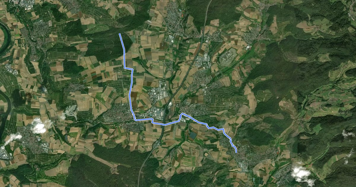 Маршрут rotes Plus Talheim - Beilstein на спутниковом снимке