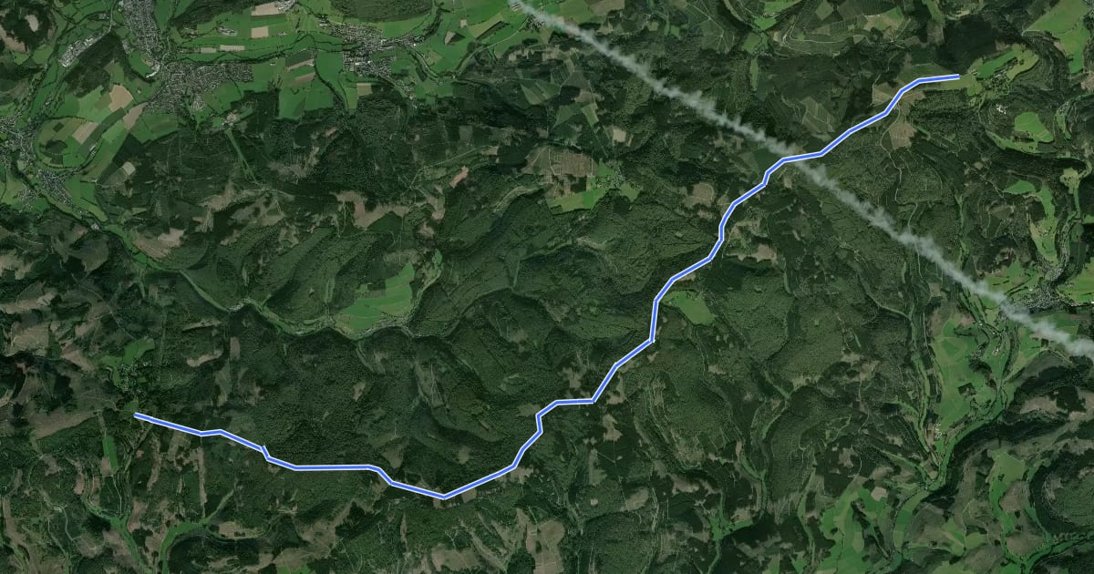 Маршрут Rothaarloipe на спутниковом снимке
