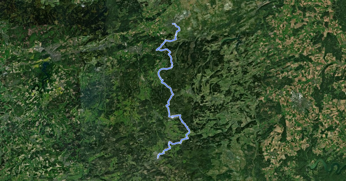 Маршрут Rothaarsteig Etappen 1+2 на спутниковом снимке