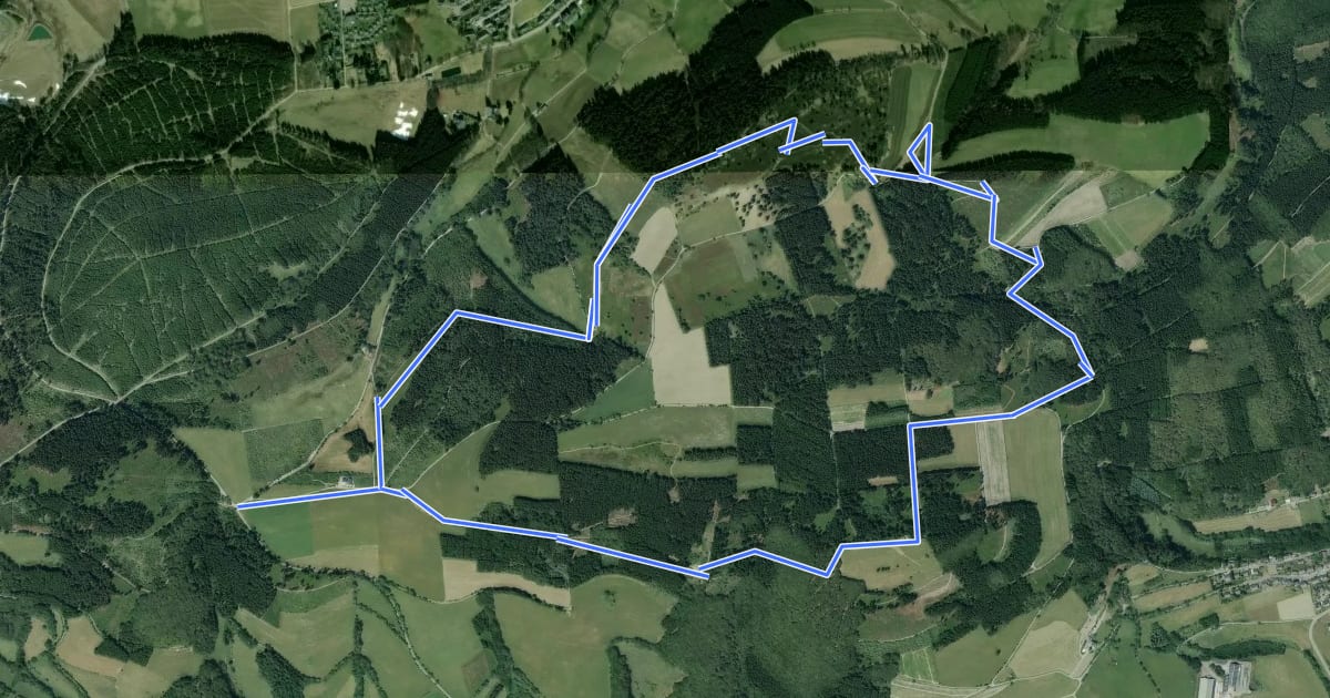 Маршрут Rothaarsteig-Spur BlickinsLand - Kahle Pön на спутниковом снимке