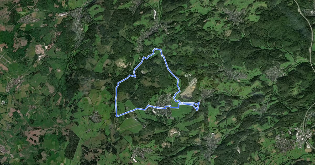 Маршрут Rothaarsteig-Spur Breitscheider Höhlenweg на спутниковом снимке