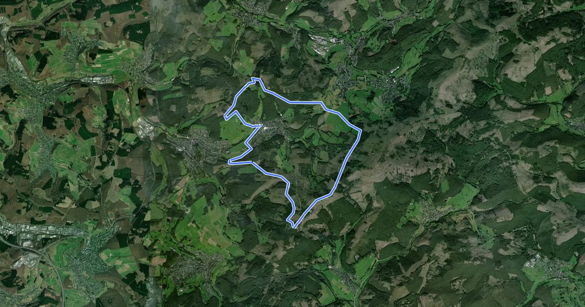 Маршрут Rothaarsteig-Spur Gernsdorfer Höhentour на спутниковом снимке