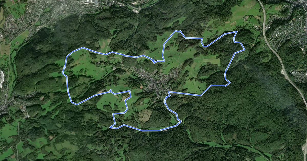 Маршрут Rothaarsteig-Spur Wacholderweg на спутниковом снимке