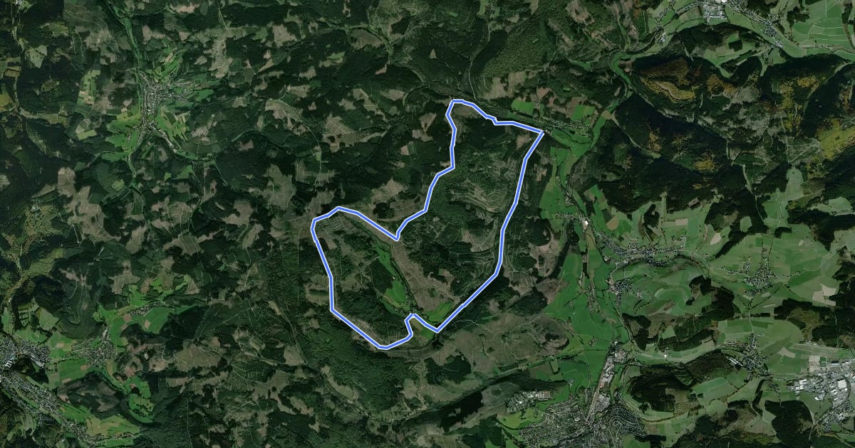 Маршрут Rothaarsteig-Spur Zinser Grenzpfad на спутниковом снимке