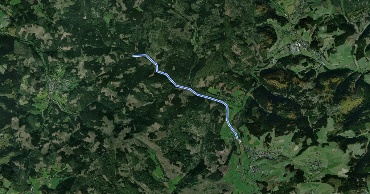 Маршрут Rothaarsteig Zugang Birkelbach на спутниковом снимке