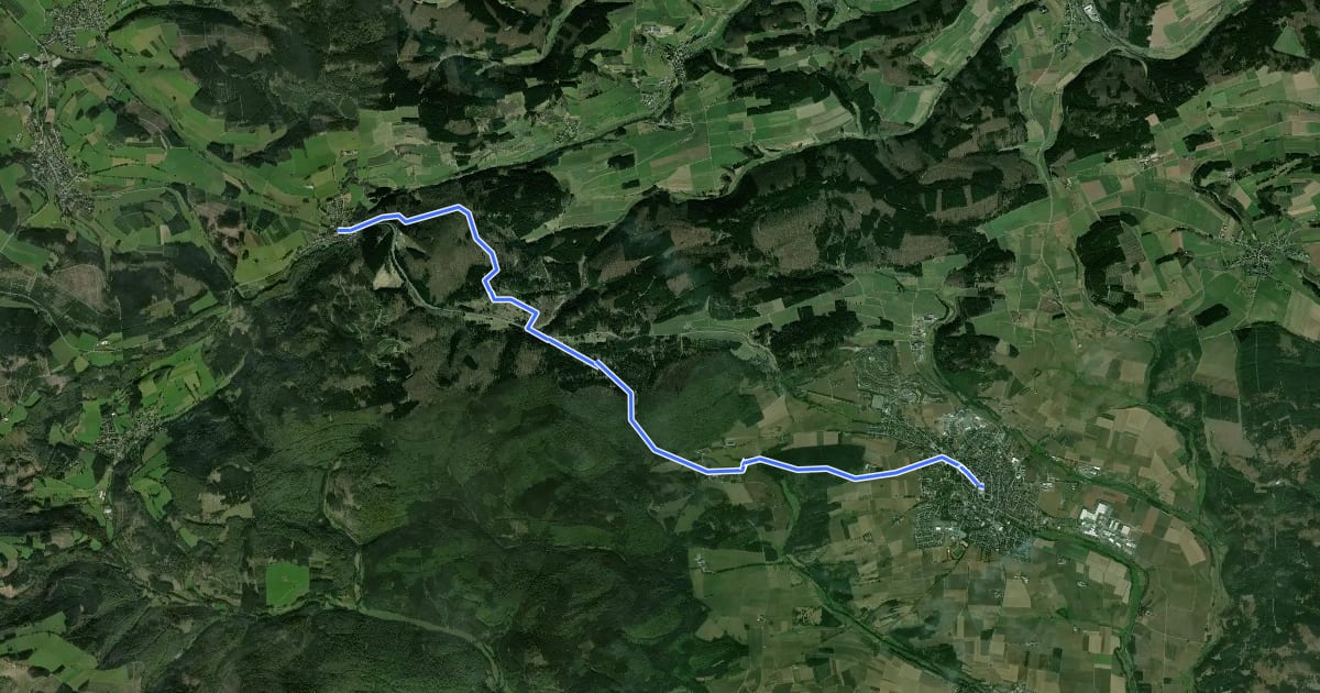 Маршрут Rothaarsteig Zugang Medebach на спутниковом снимке