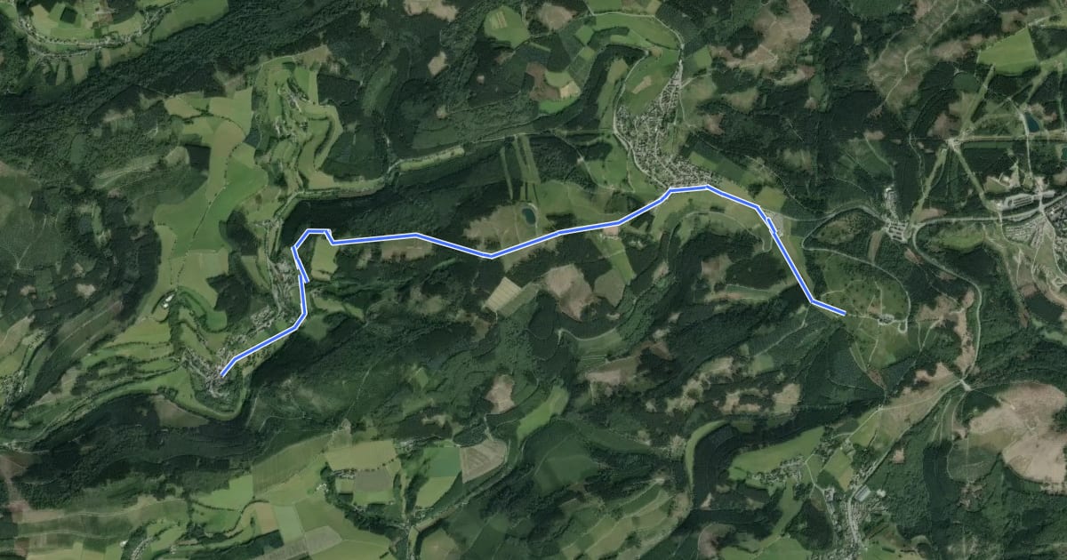 Маршрут Rothaarsteig Zugang Nordenau на спутниковом снимке