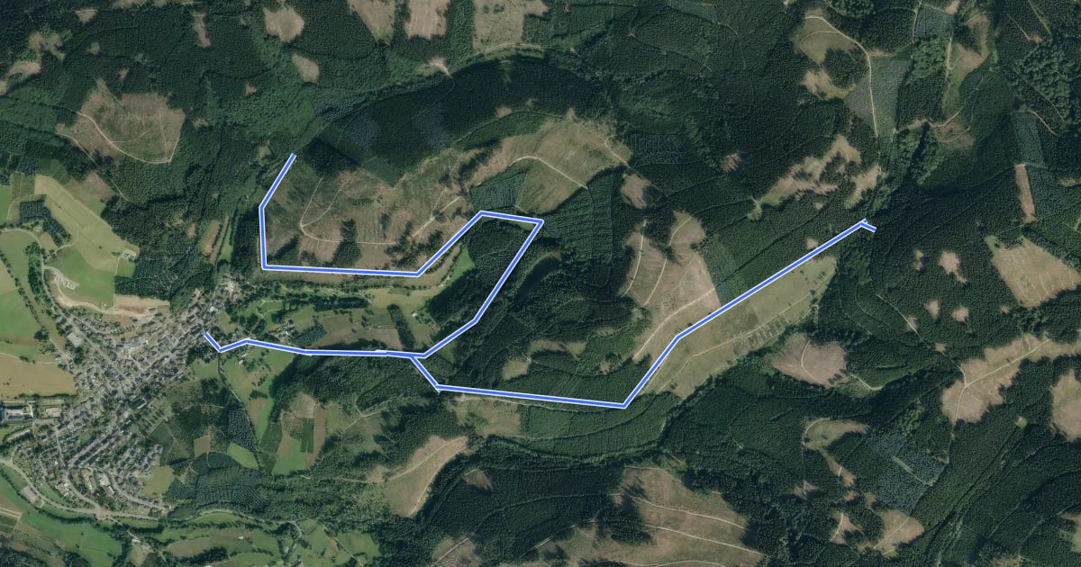 Маршрут Rothaarsteig Zugang Oberhundem Nord на спутниковом снимке