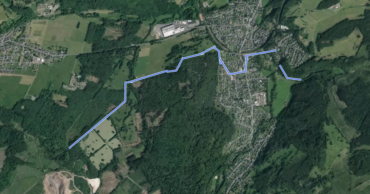 Маршрут Rothaarsteig-Zugangsweg Niederdresselndorf на спутниковом снимке
