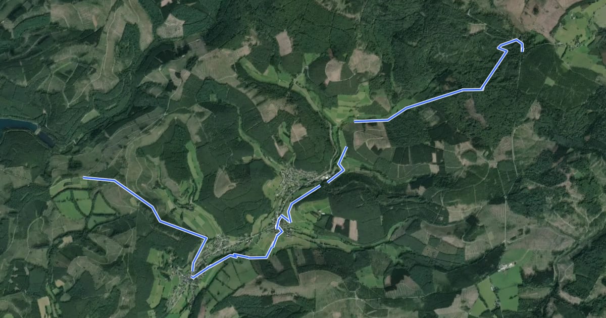 Маршрут Rothaarsteig-Zuweg Netphen на спутниковом снимке