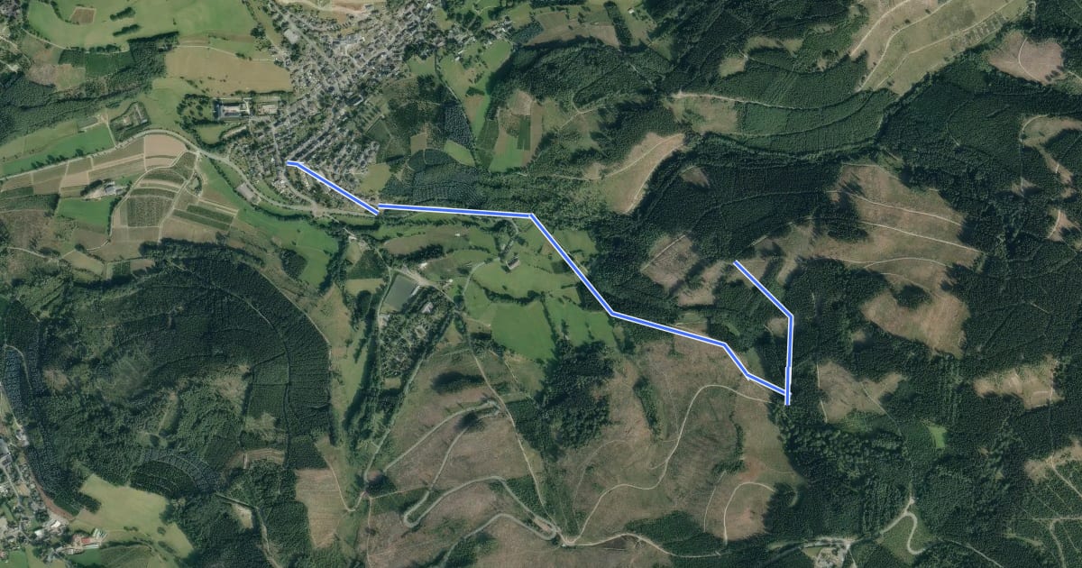 Маршрут Rothaarsteig Zuweg Oberhundem Süd на спутниковом снимке