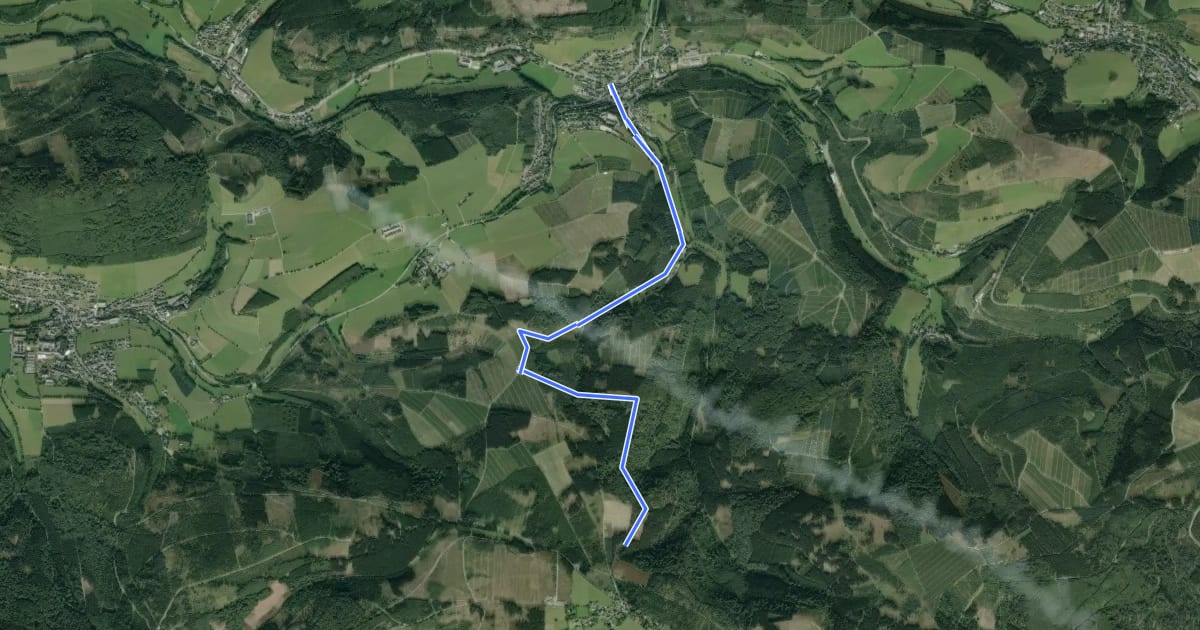 Маршрут Rothaarsteig-Zuweg Oberkirchen на спутниковом снимке