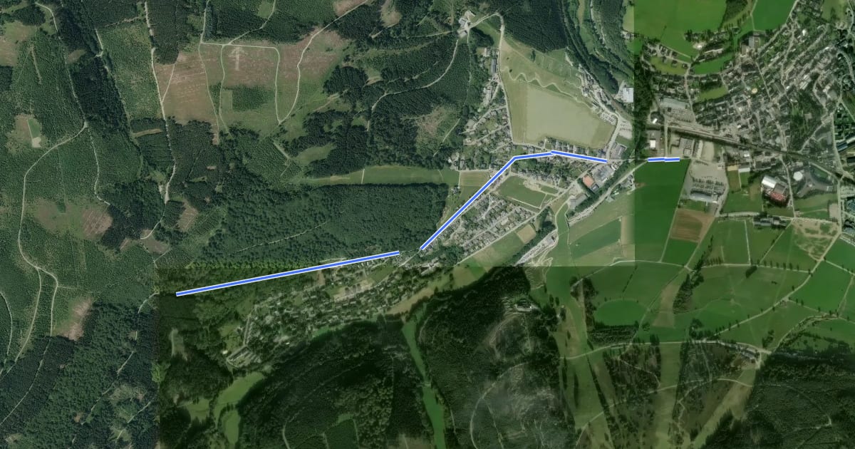 Маршрут Rothaarsteig-Zuweg Willingen на спутниковом снимке