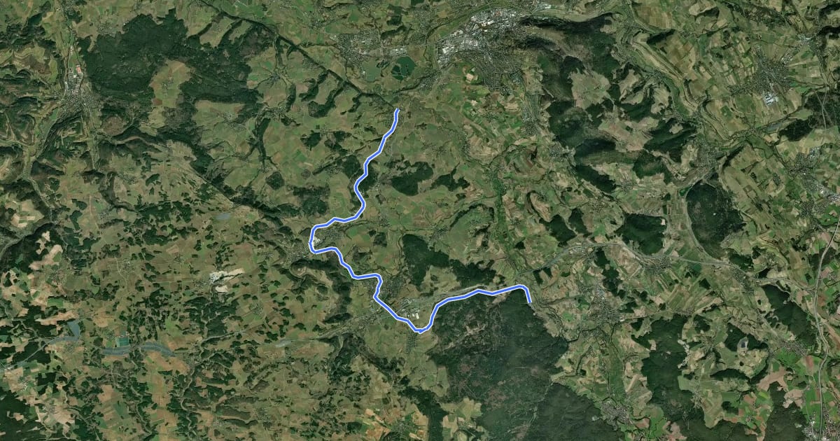 Маршрут Rotmain-Radweg (Alternativroute) на спутниковом снимке