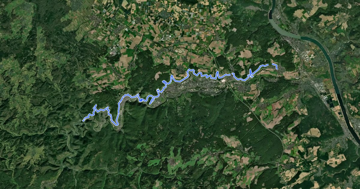 Маршрут Rotweinwanderweg на спутниковом снимке