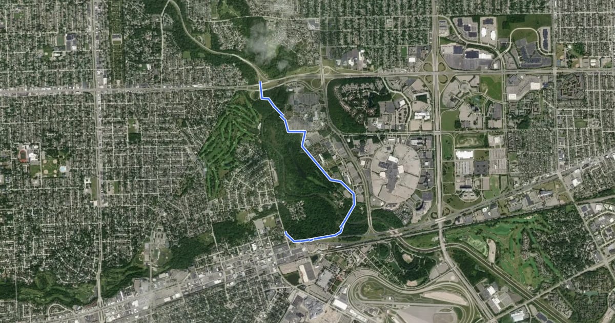 Маршрут Rouge River Gateway Trail на спутниковом снимке