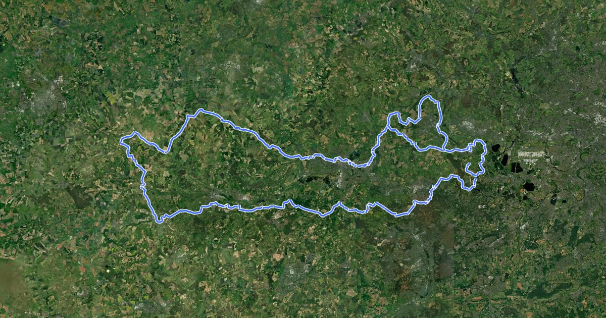 Маршрут Round Berkshire Cycle Route на спутниковом снимке