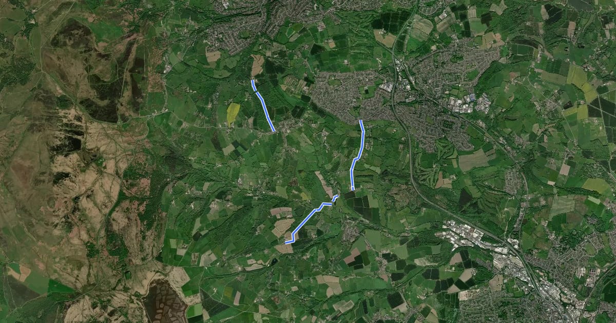 Маршрут Round Holmesfield Walk на спутниковом снимке