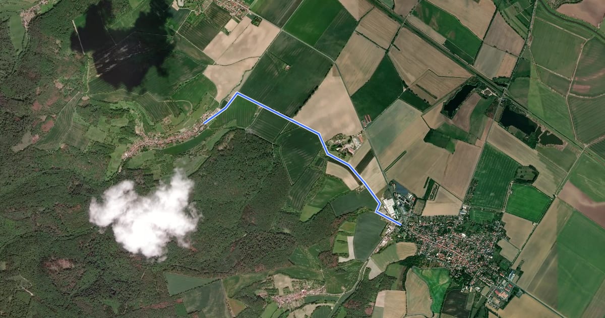 Маршрут Route 13-21 Langenroda-Wiehe на спутниковом снимке