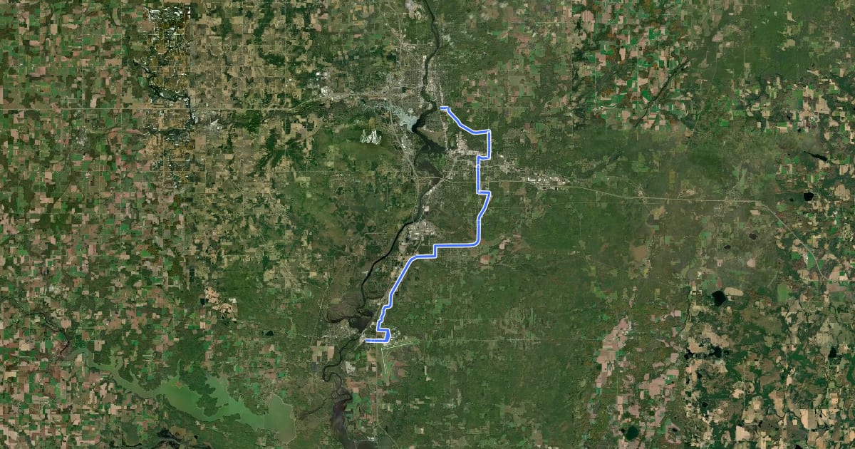 Маршрут Route 15 на спутниковом снимке