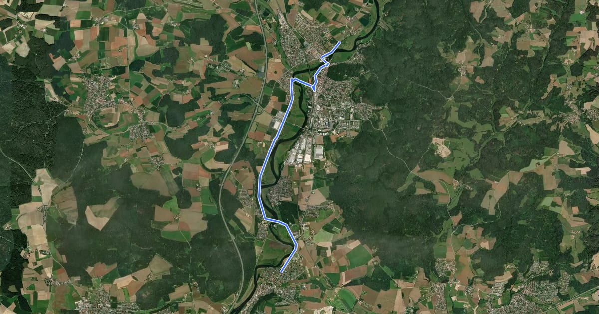 Маршрут Route 2: Zwischen Regen und Naab на спутниковом снимке