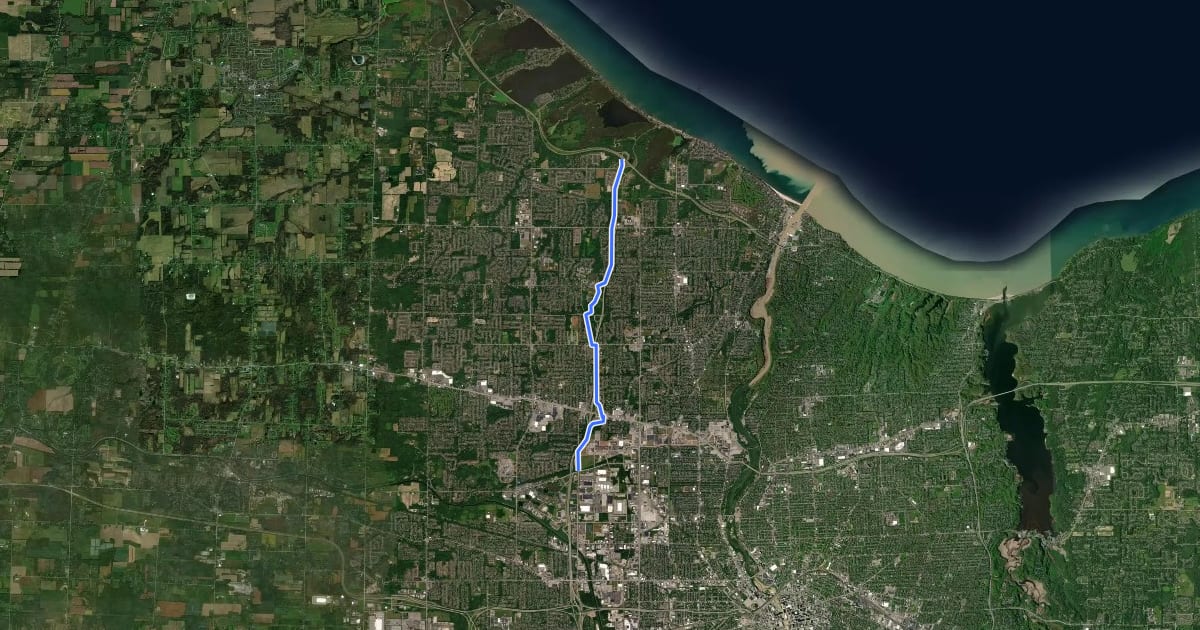 Маршрут Route 390 Trail на спутниковом снимке