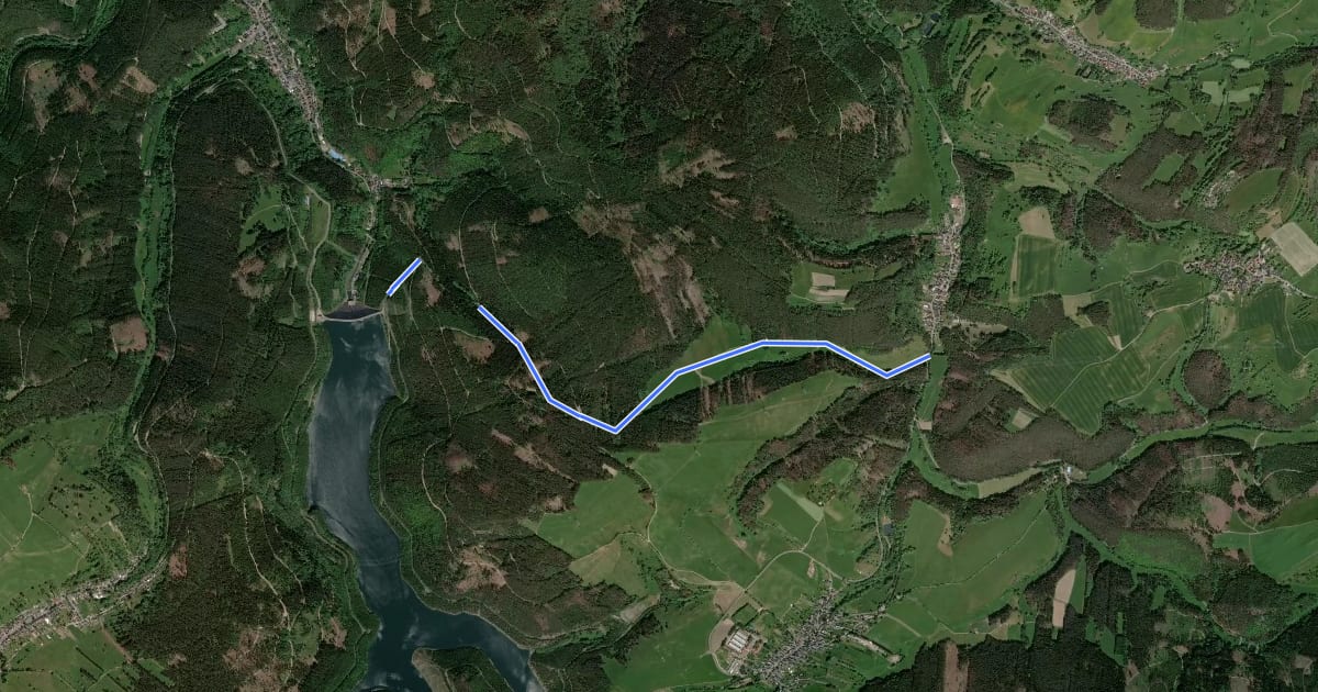 Маршрут Route 9 zur Talsperre Lichte/Leibis на спутниковом снимке