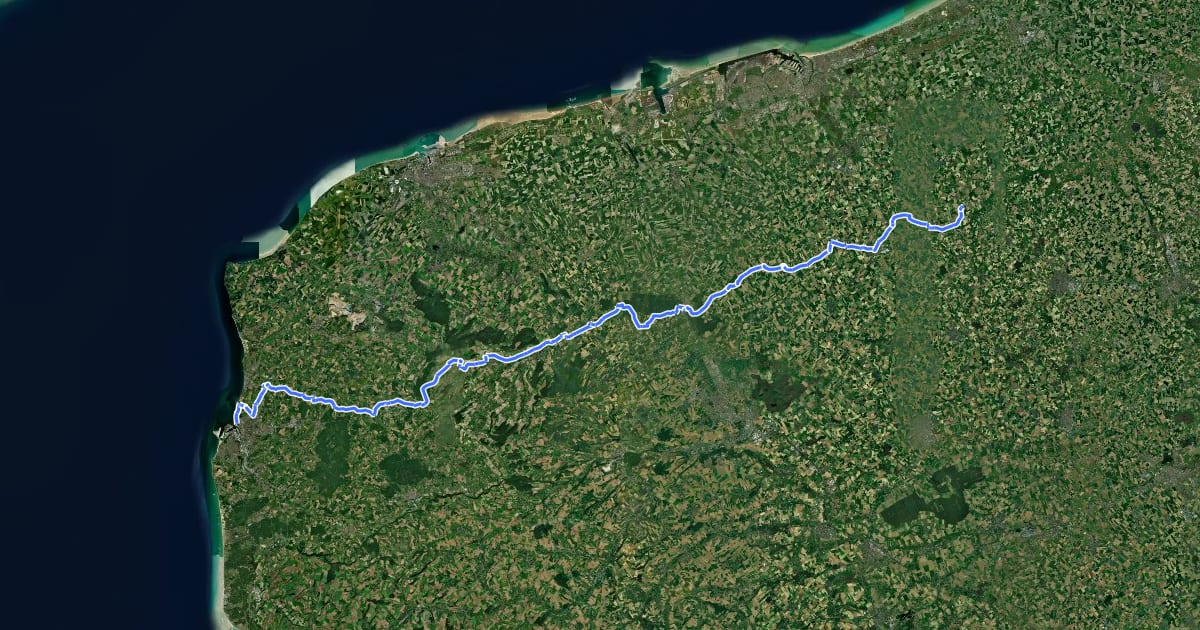 Маршрут Route de la Mer du Nord на спутниковом снимке